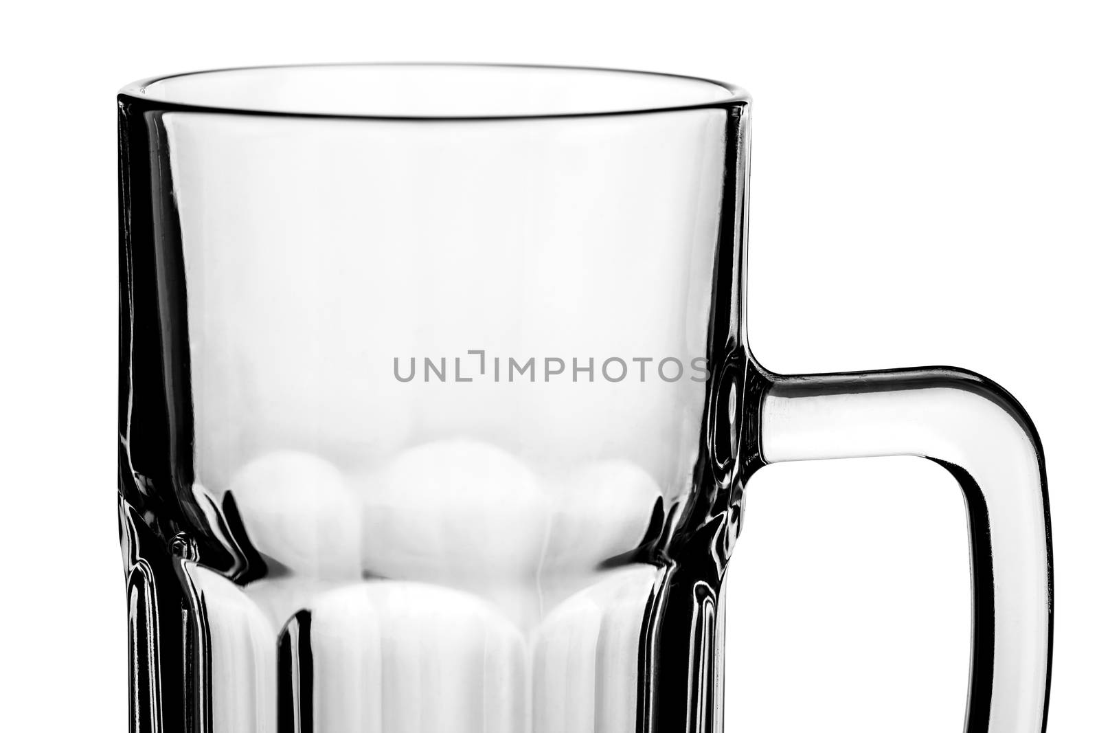 large empty beer glass, isolated on white background