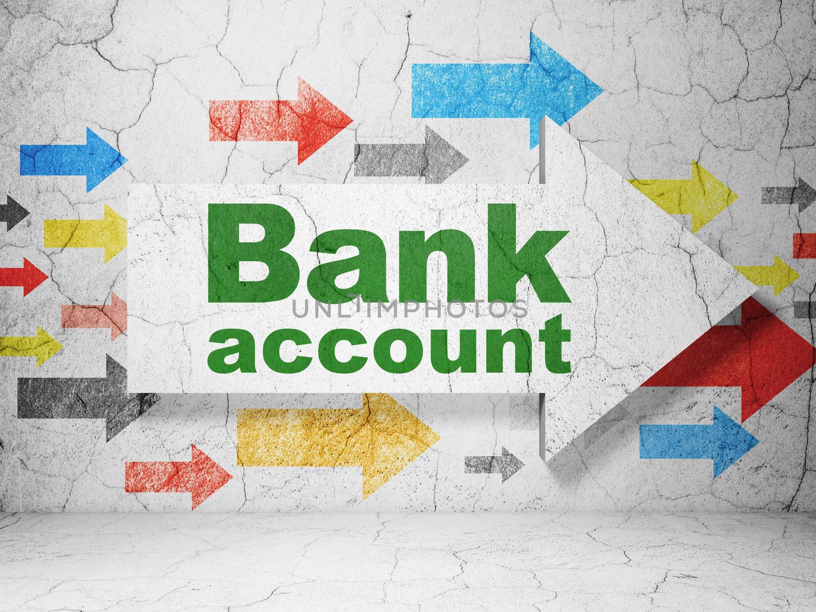 Banking concept: arrow with Bank Account on grunge wall background by maxkabakov