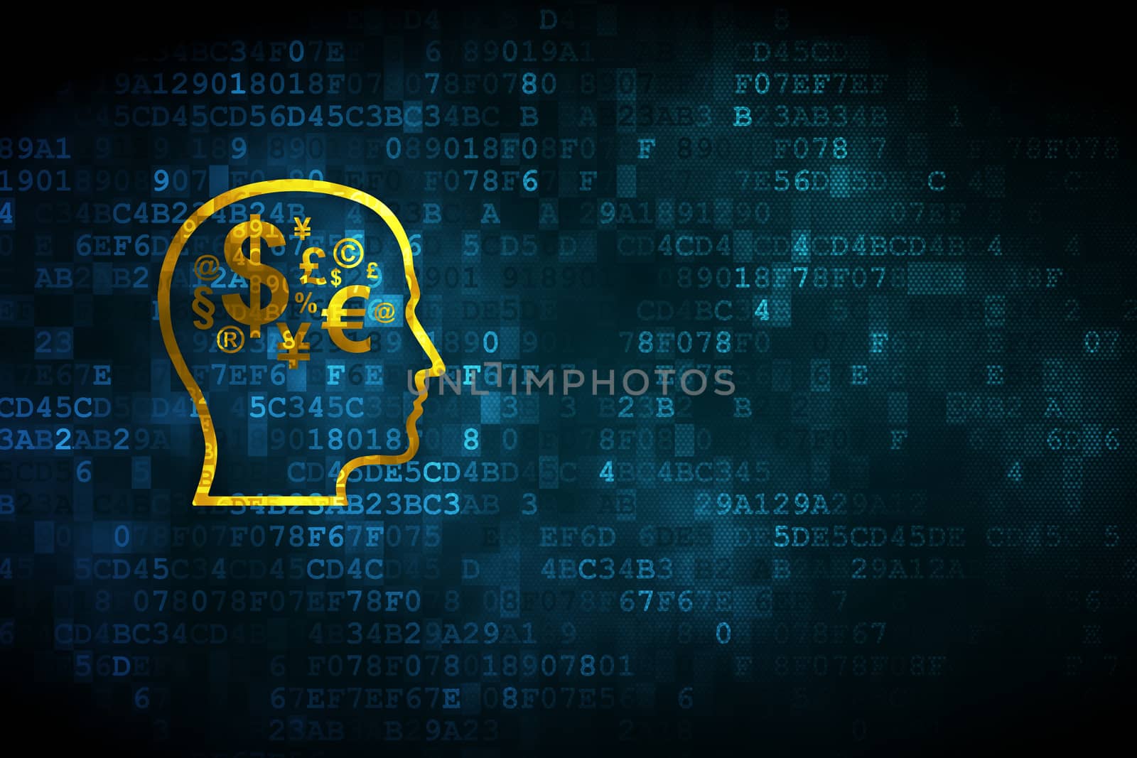 Business concept: Head With Finance Symbol on digital background by maxkabakov