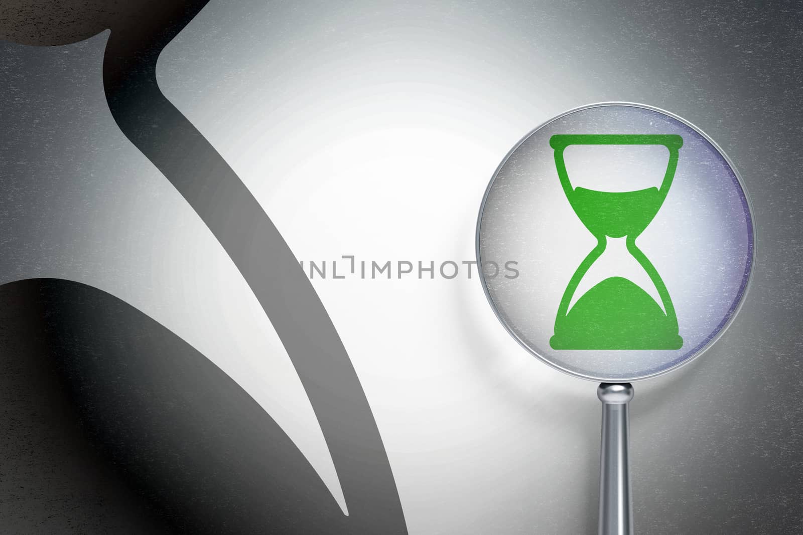 Timeline concept:  Hourglass with optical glass on digital background by maxkabakov