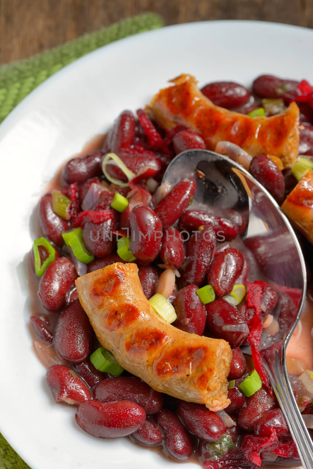 Red beans meal and sausages