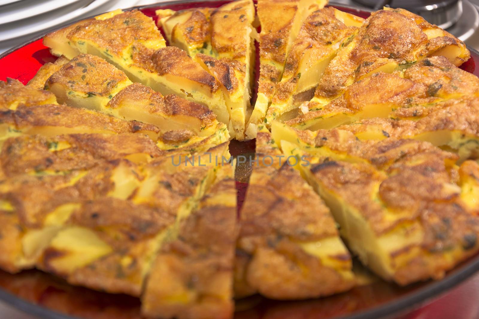 Potato omelette on slices by rarrarorro