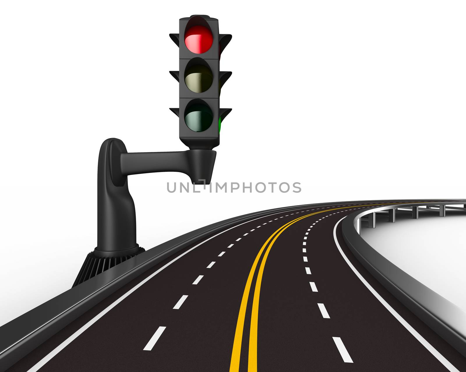 traffic light on white background. Isolated 3D image by ISerg