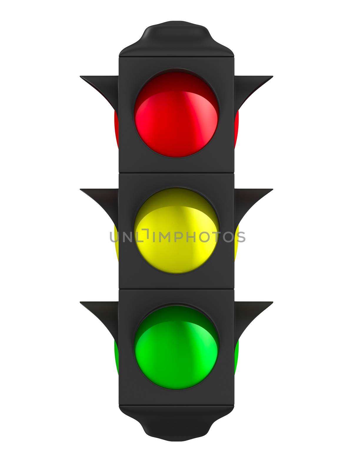 traffic light on white background. Isolated 3D image