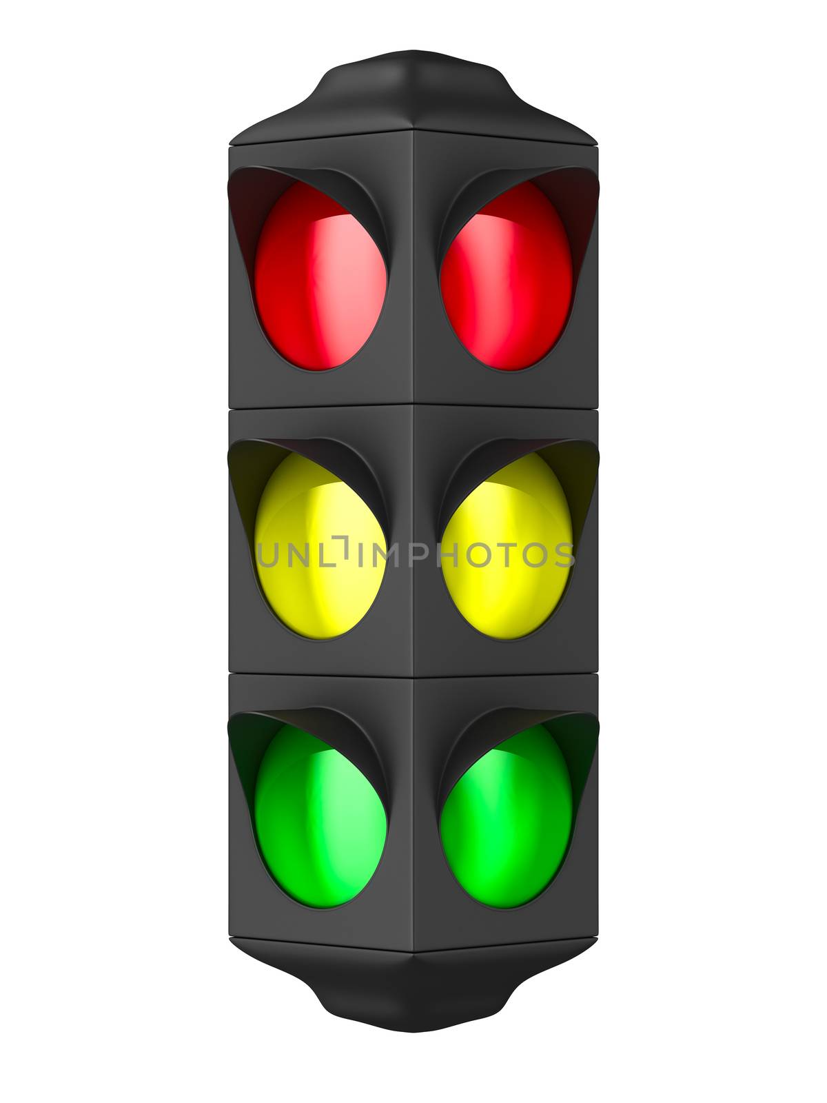 traffic light on white background. Isolated 3D image by ISerg