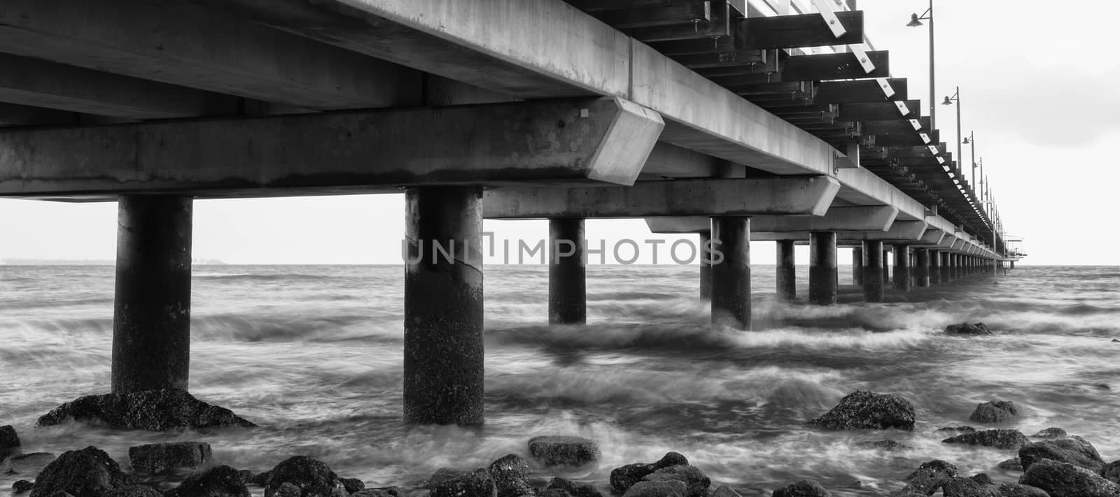 Black and white image of Shorncliffe Pier by artistrobd