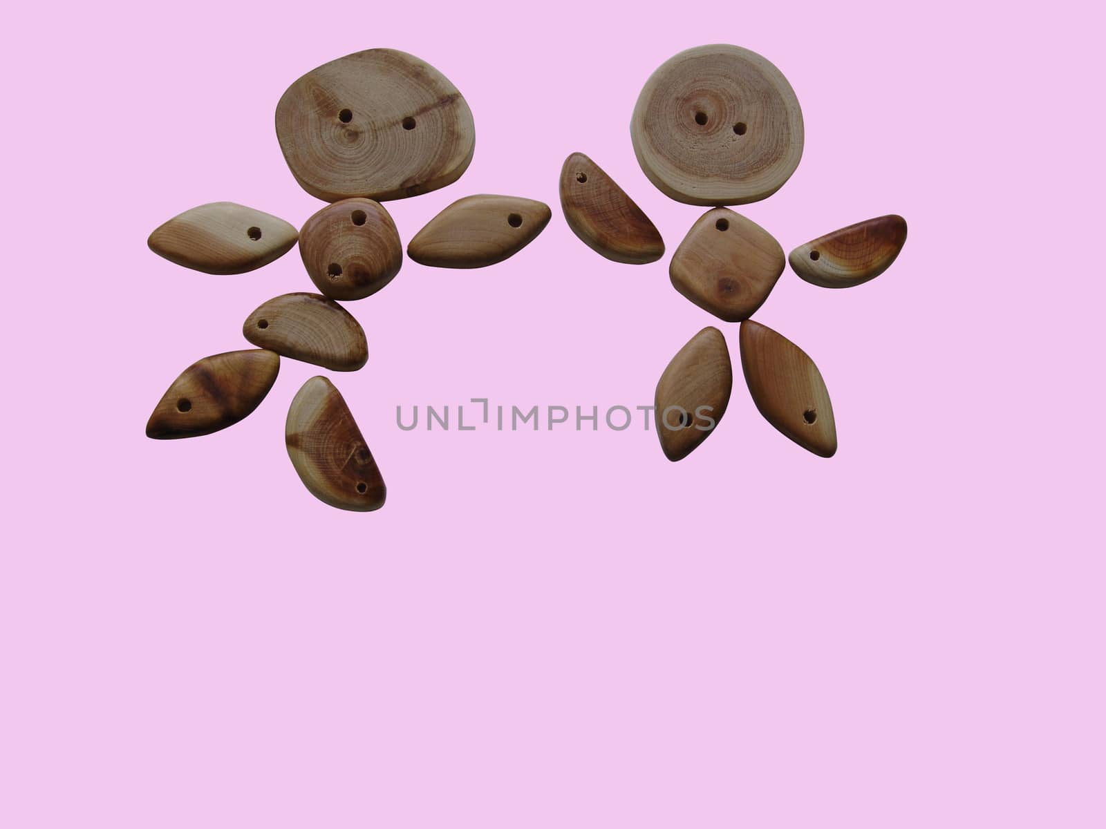 Handicraft goods,  wooden beads. Pair. Background by elena_vz