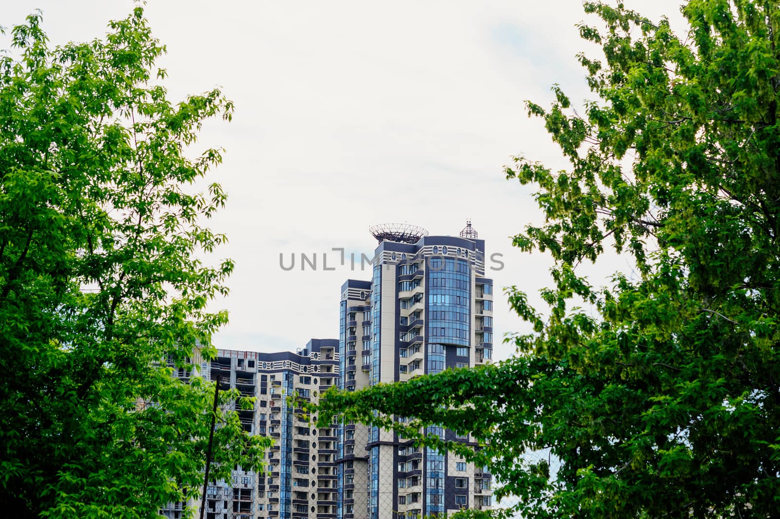 multi-storey residential buildings view from the park by timonko
