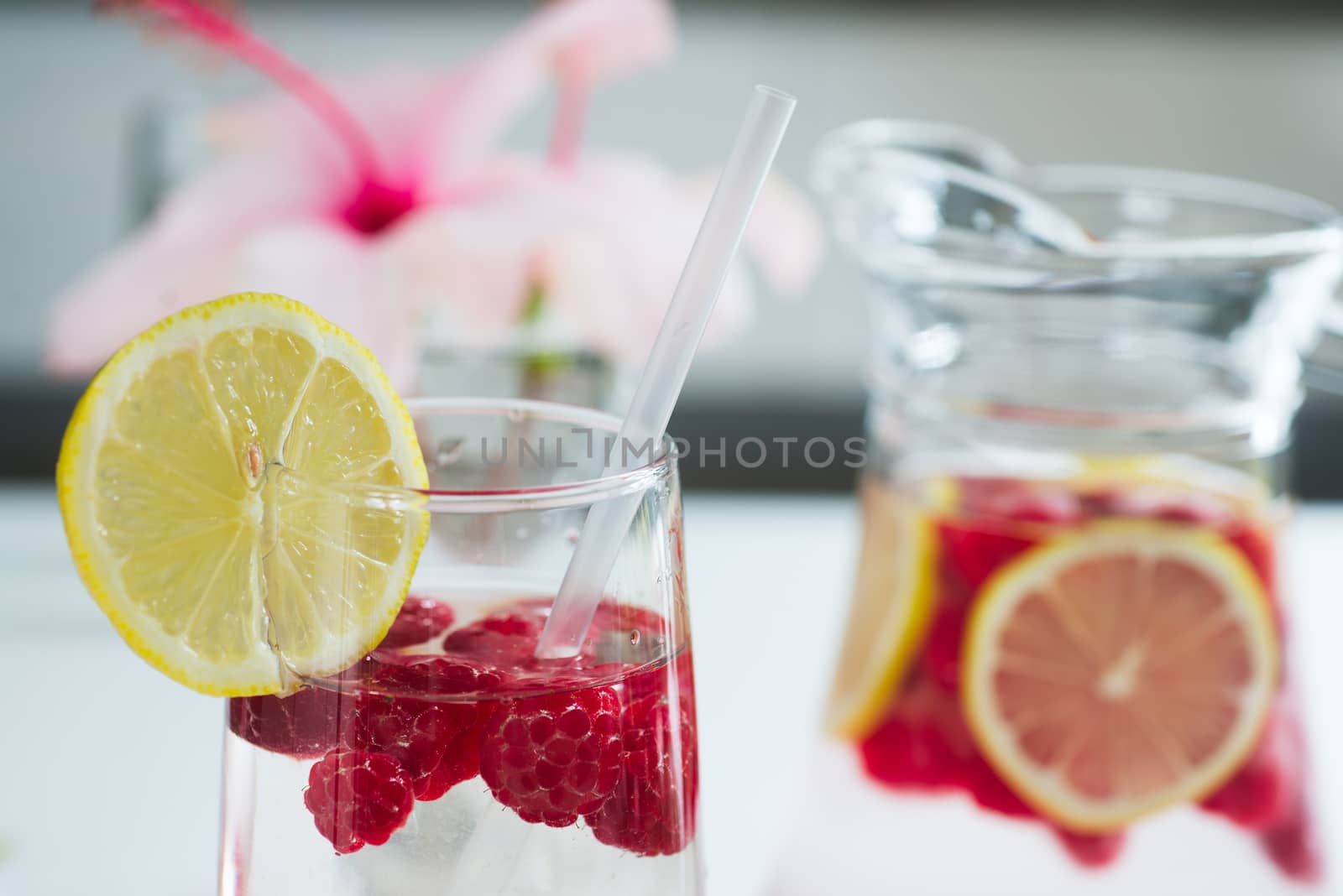 Lemonade with fresh raspberries
