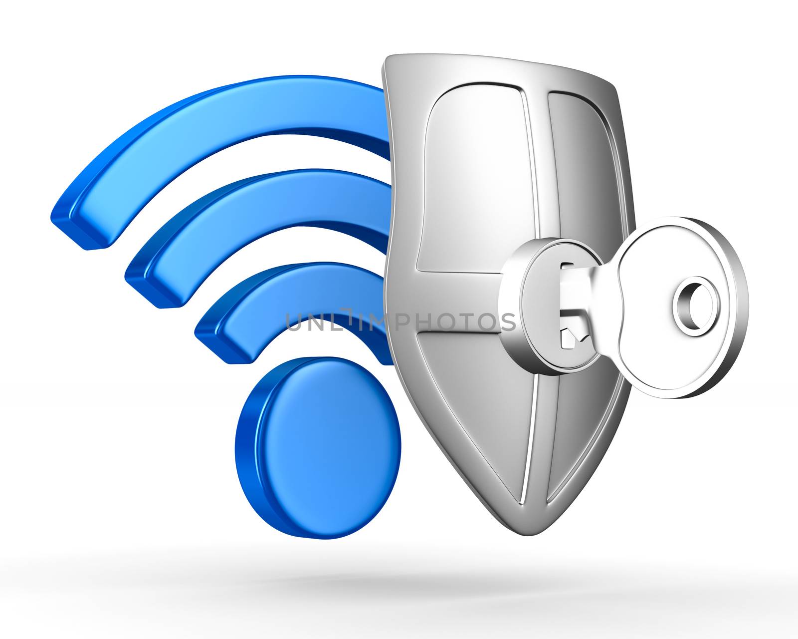 Sign wi-fi on white background. Isolated 3D image