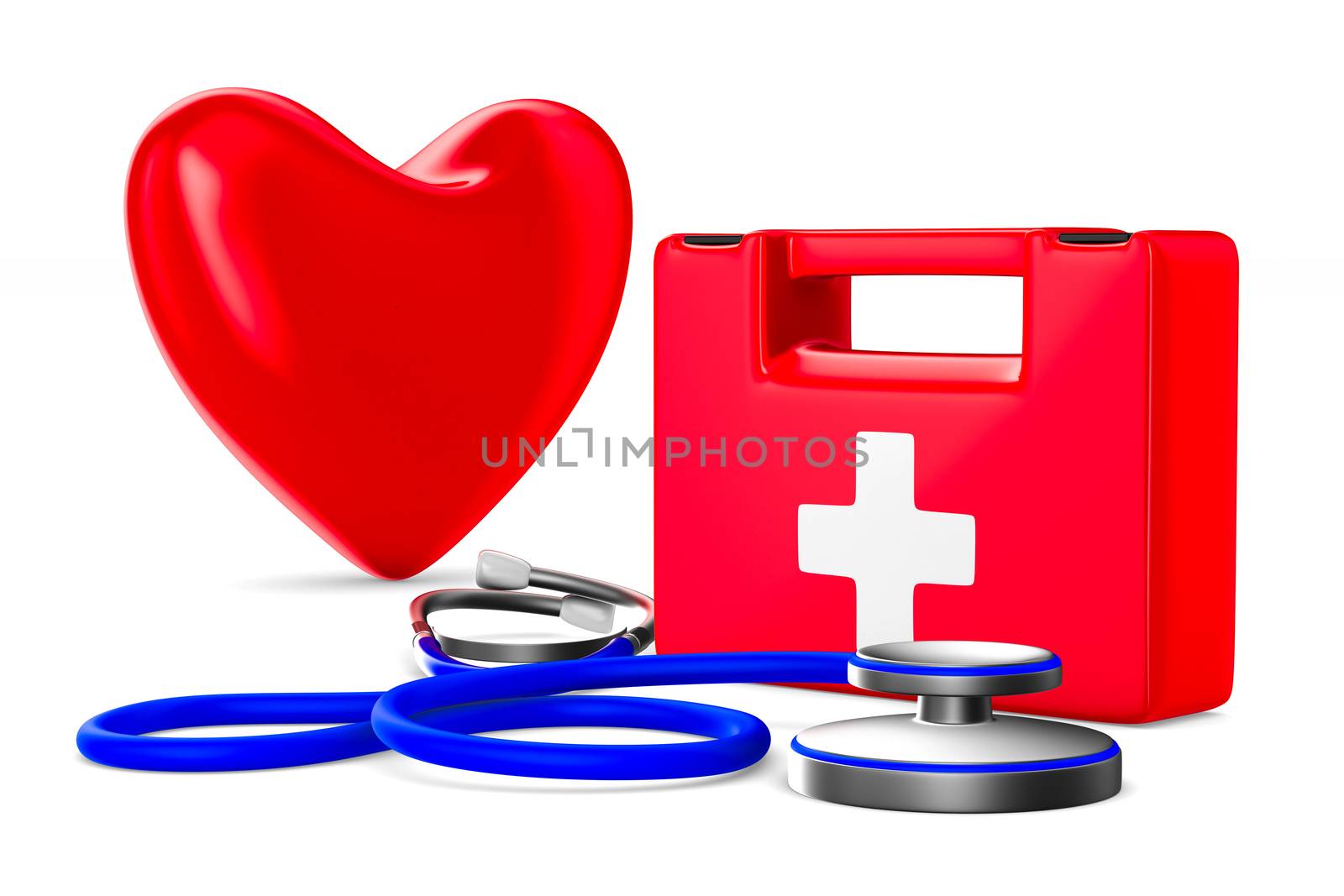 Treatment heart on white background. Isolated 3D image