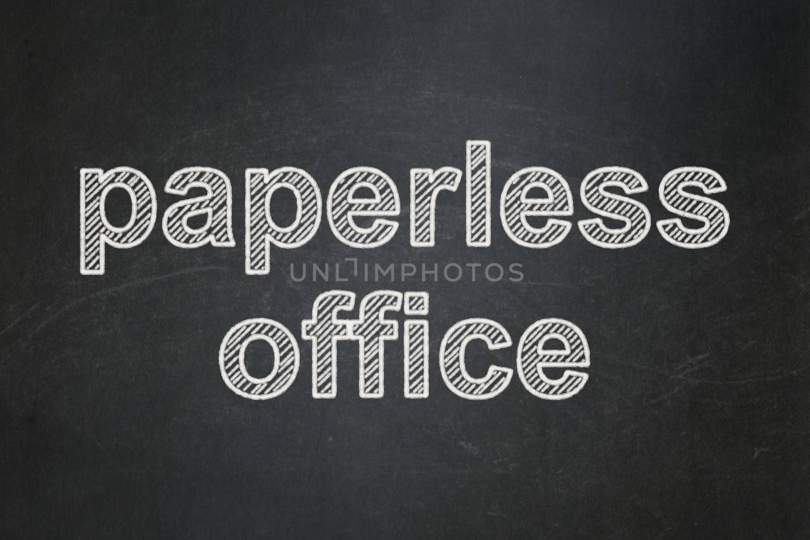 Business concept: text Paperless Office on Black chalkboard background