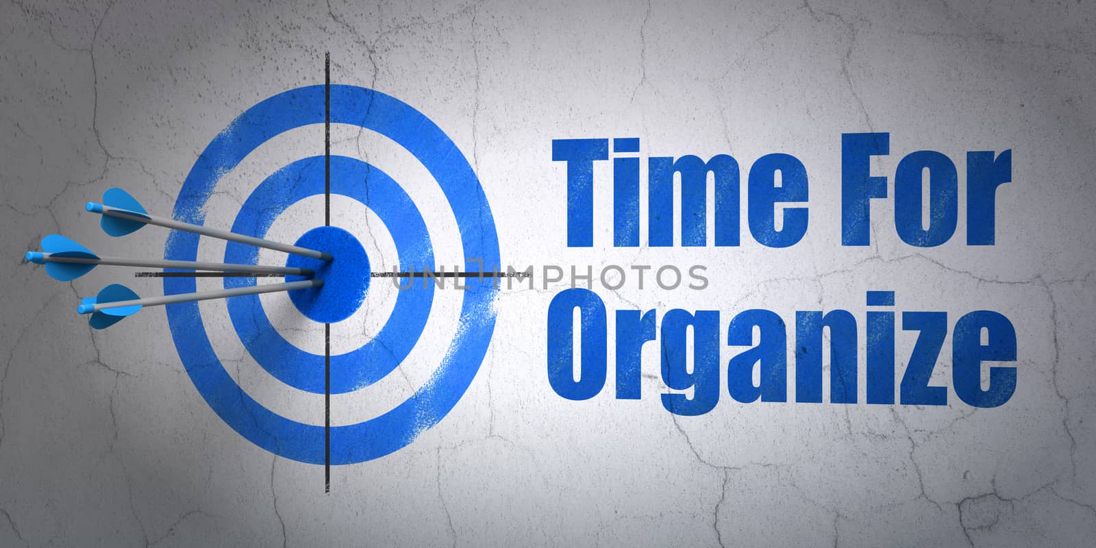 Time concept: target and Time For Organize on wall background by maxkabakov