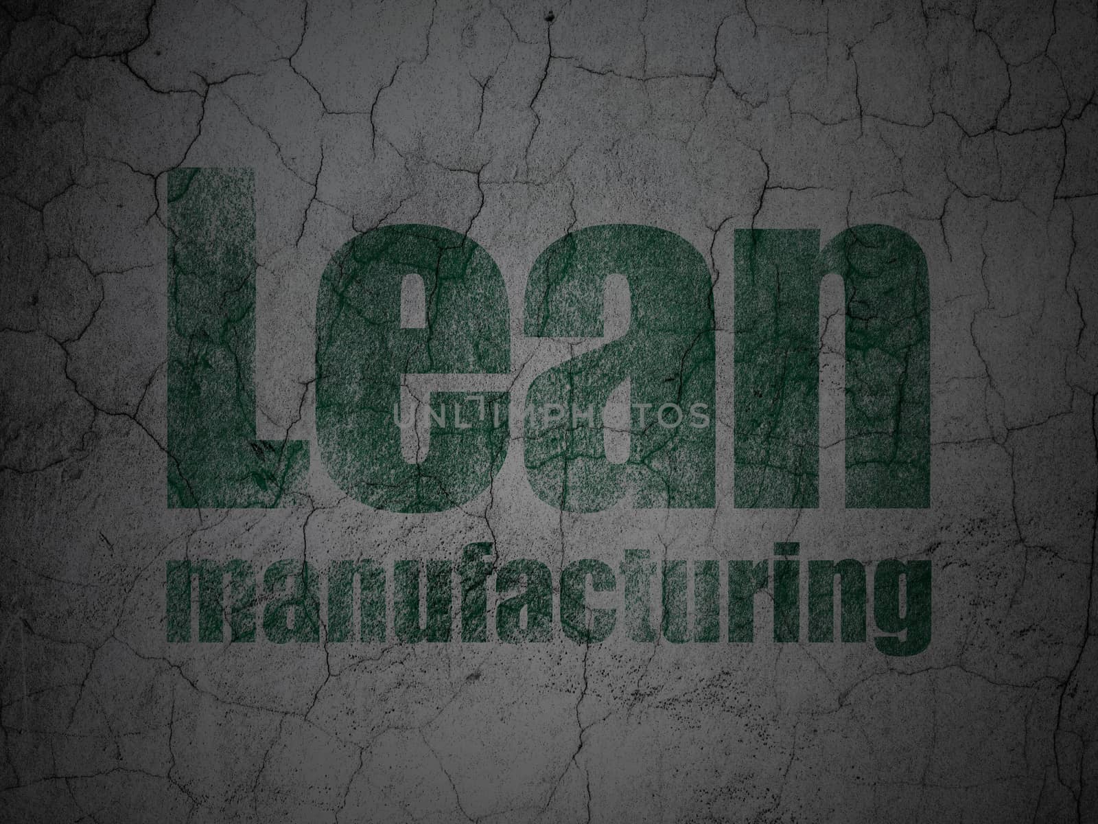 Manufacuring concept: Green Lean Manufacturing on grunge textured concrete wall background