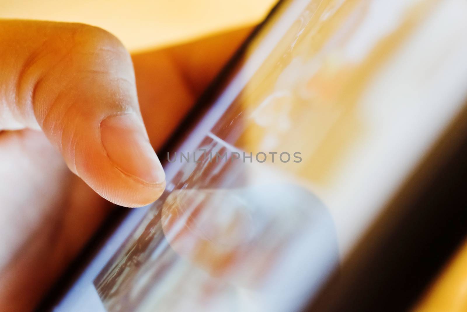 image of hand using digital tablet close up, social media life