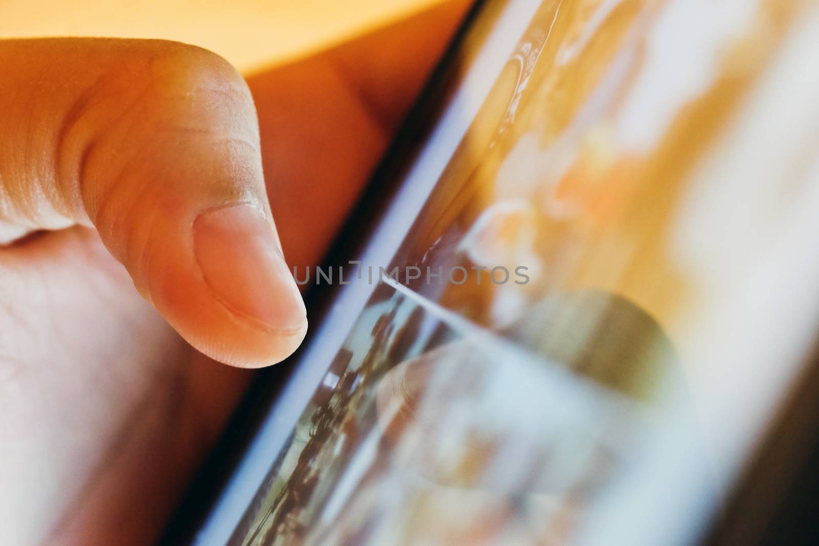 image of hand using digital tablet close up, social media life