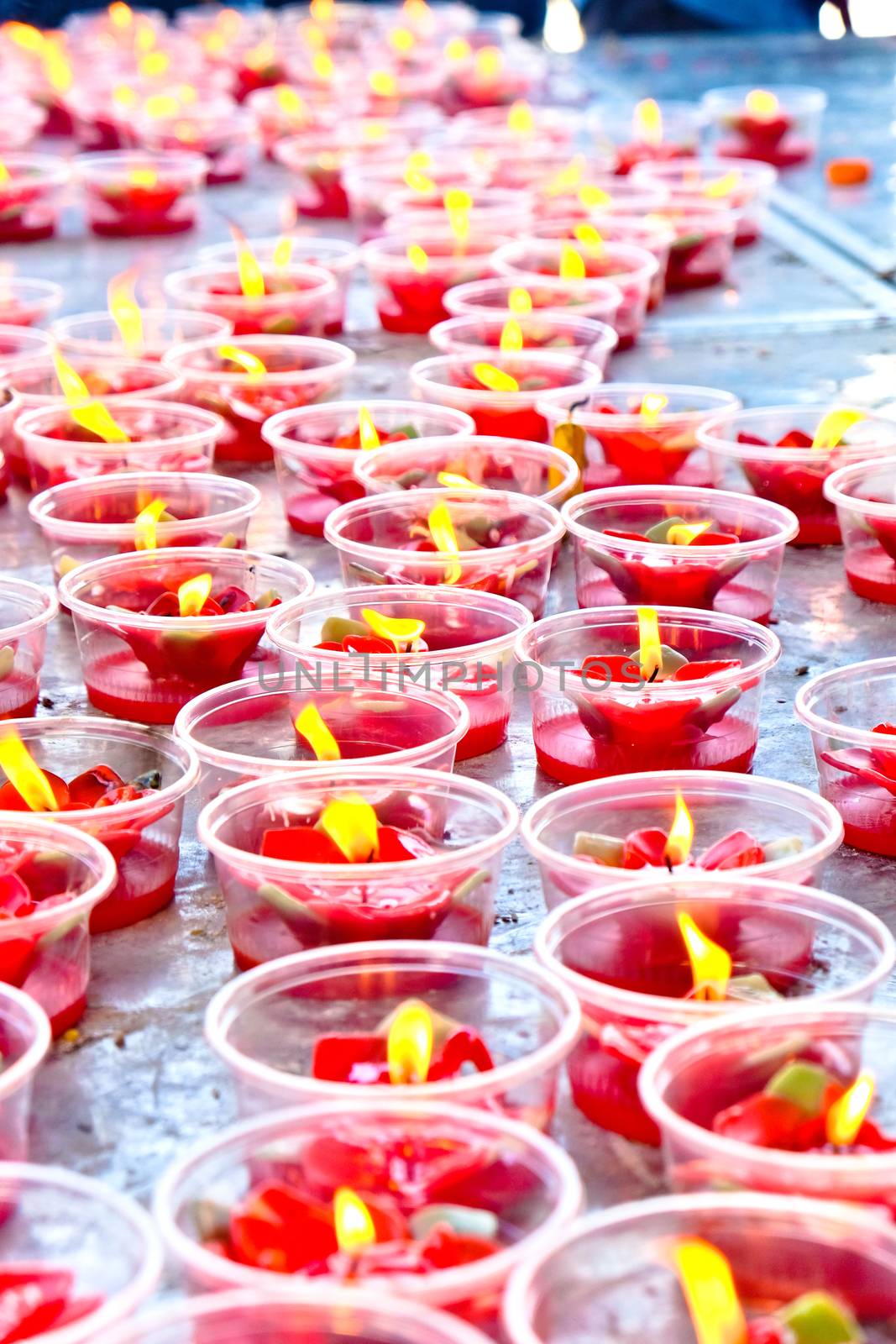 Spiritual candle in temple for meditation