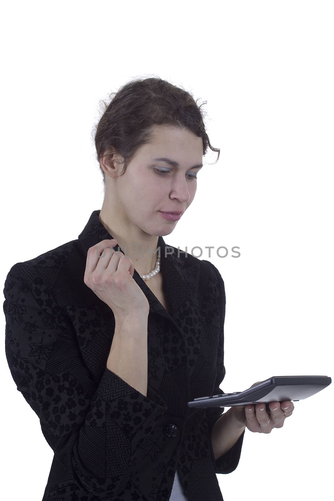 Studio portrait of a young woman on a white background