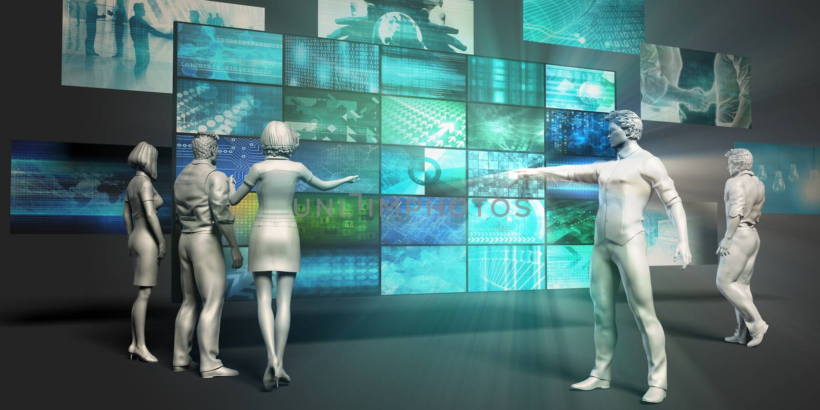 Technology Research Concept with Virtual Presentation Background
