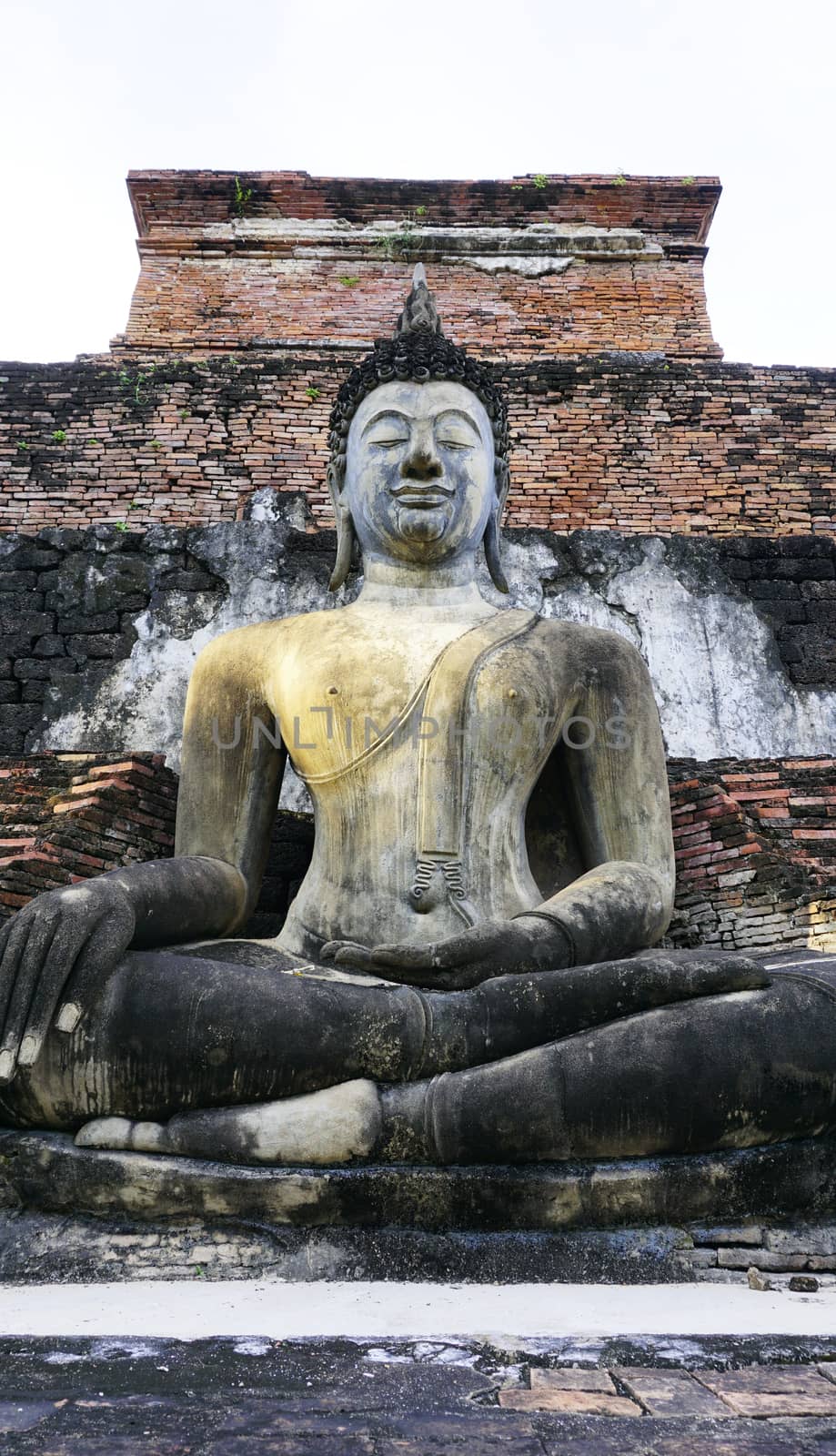 Historical Park Wat Mahathat temple bhudda statue vertical by polarbearstudio
