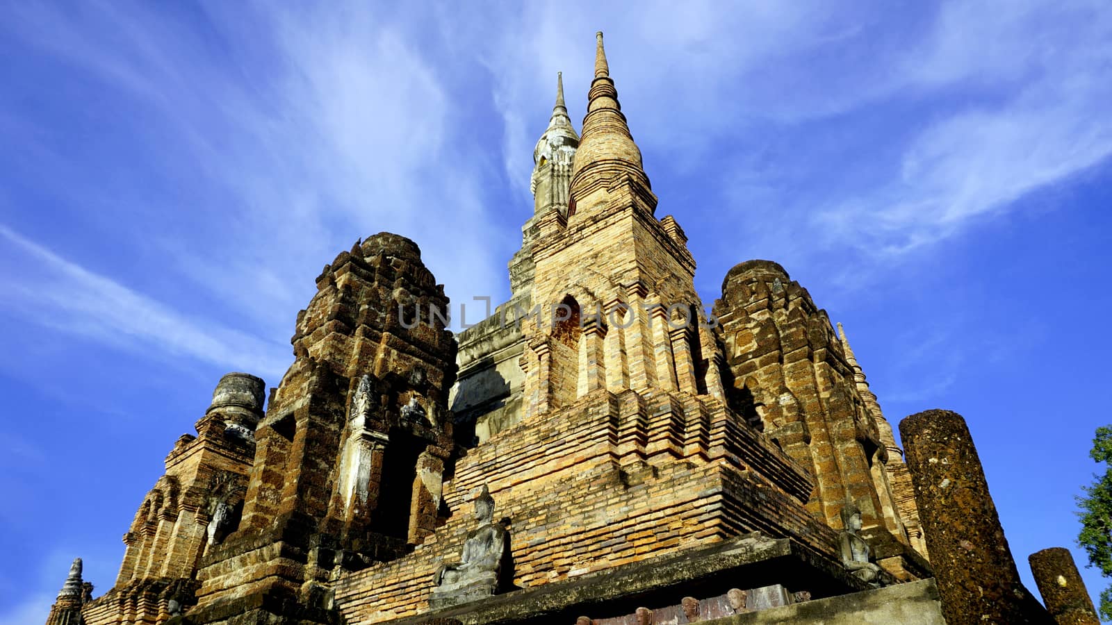 Historical Park Wat Mahathat temple group of pagoda in Sukhothai world heritage