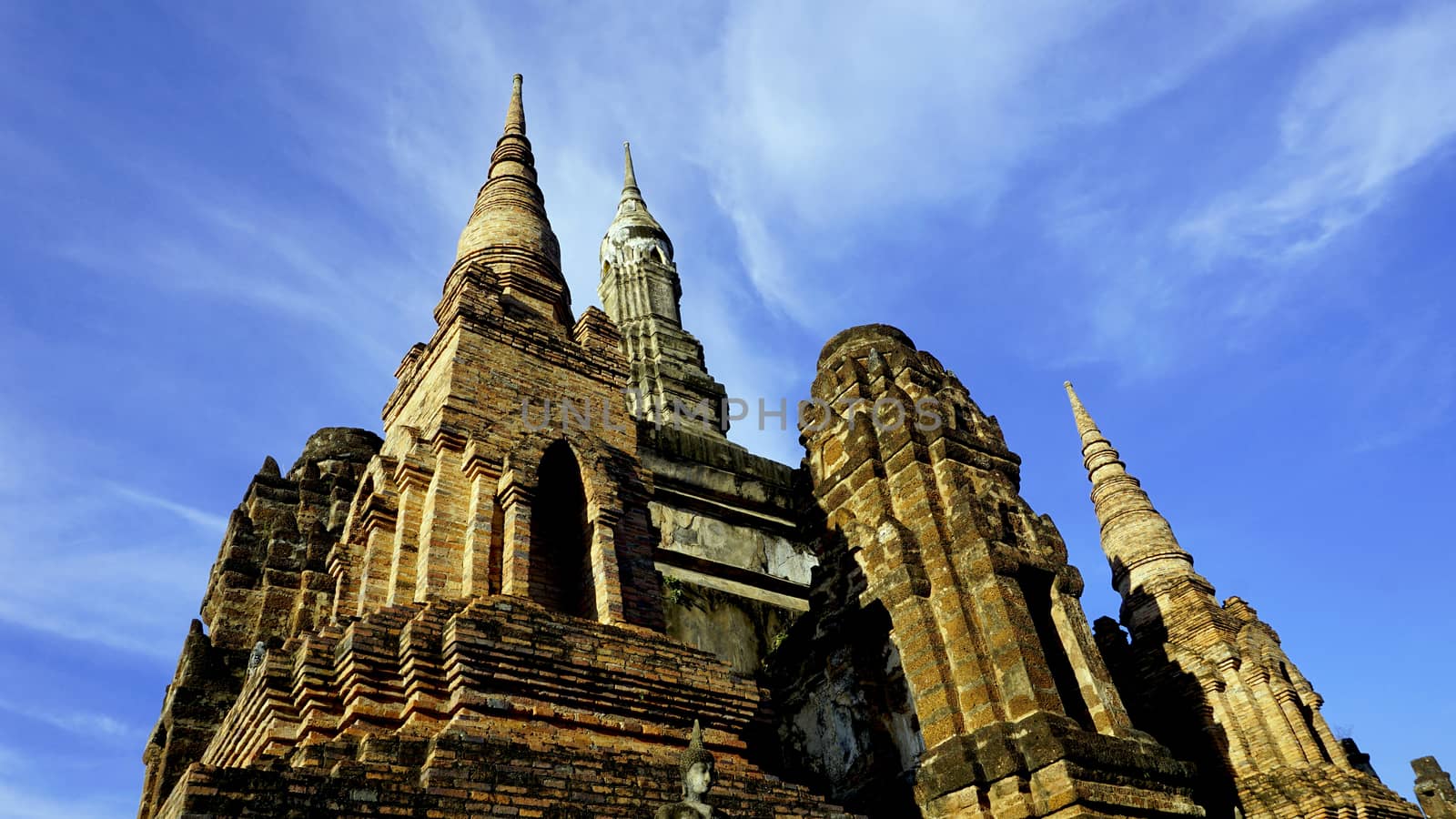Historical Park Wat Mahathat temple group of pagoda in Sukhothai world heritage