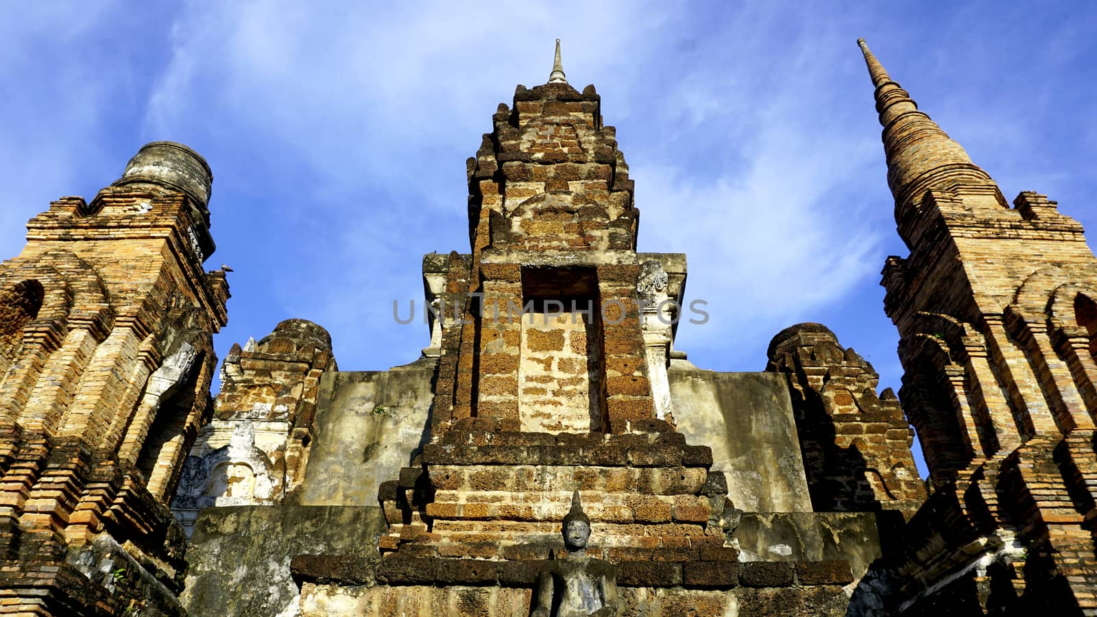 Historical Park Wat Mahathat temple group of pagoda center in Sukhothai world heritage