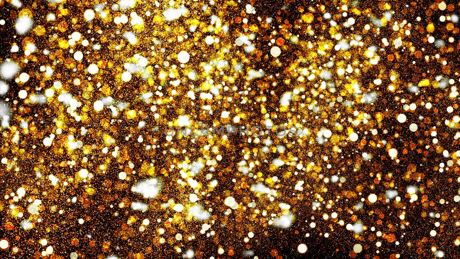 Abstract bokeh background. Gold backdrop. 3D rendered