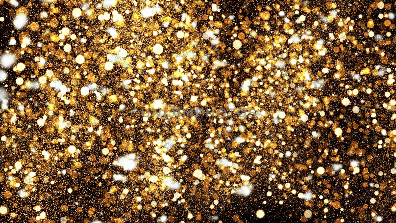 Abstract bokeh background. Gold backdrop. 3D rendered