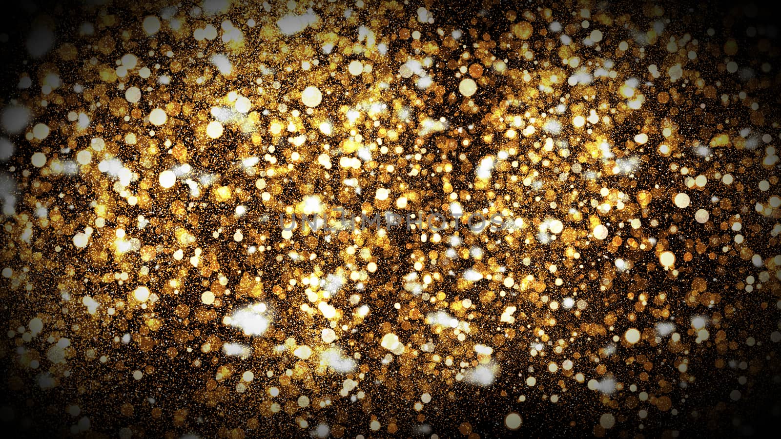 Abstract bokeh background. Gold backdrop. 3D rendered