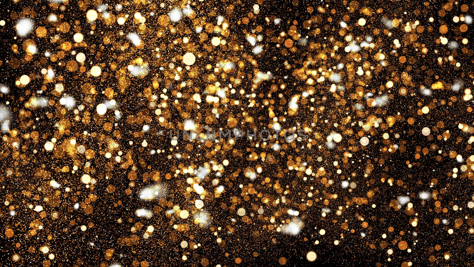 Abstract bokeh background. Gold backdrop. 3D rendered