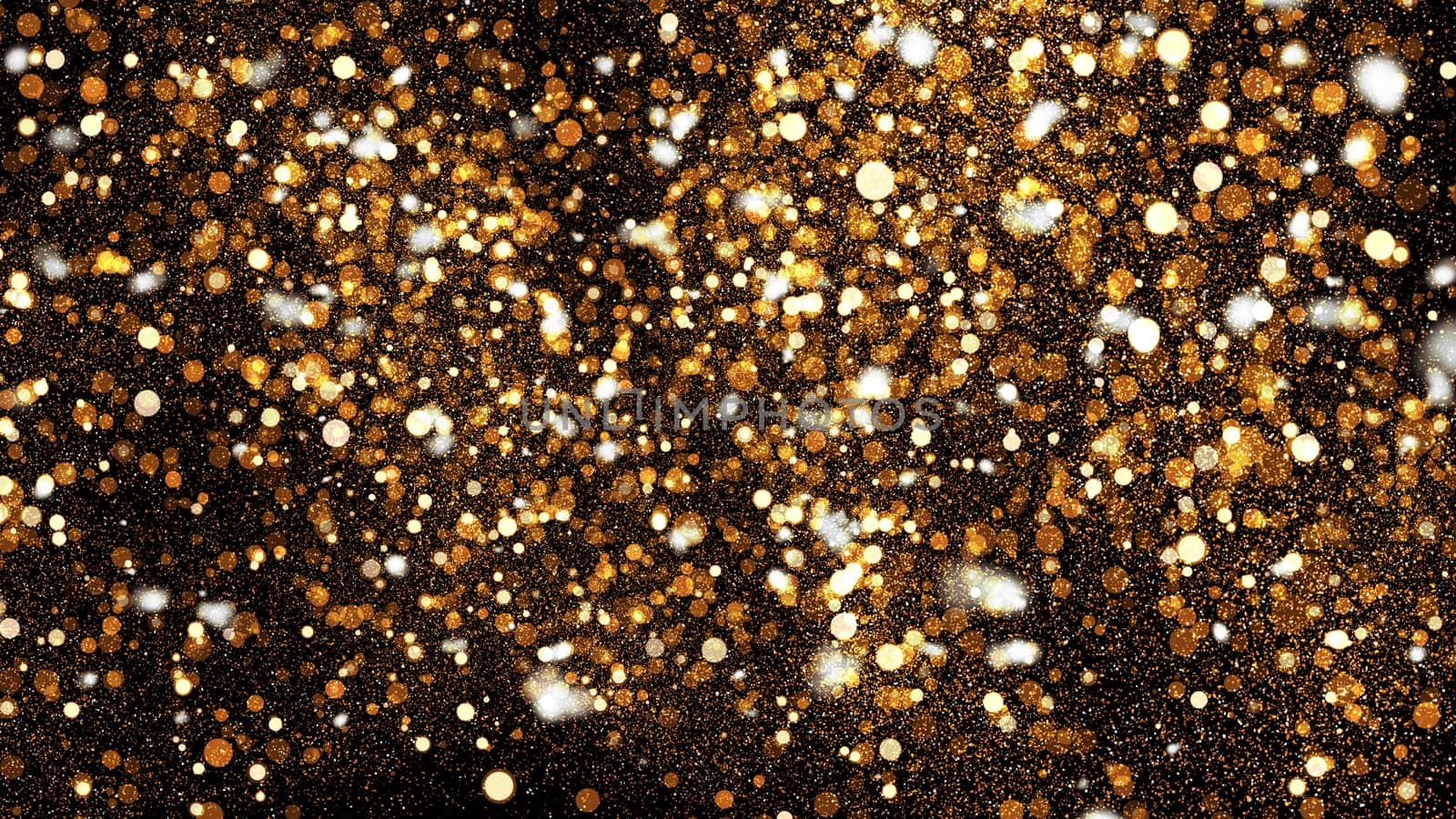 Abstract bokeh background. Gold backdrop. 3D rendered