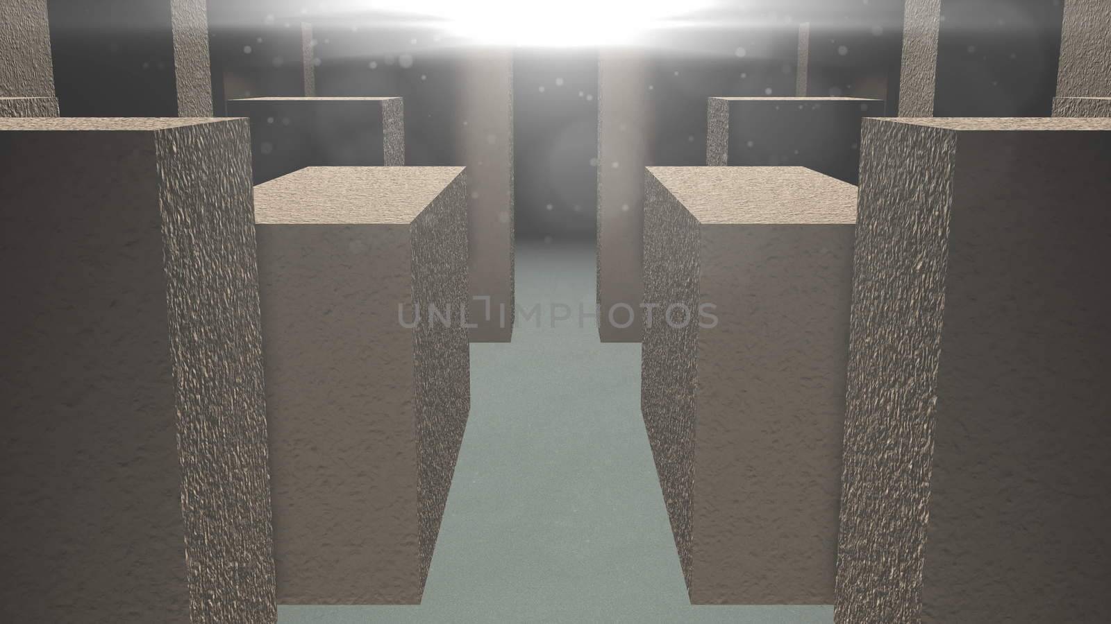 Entrance to the stone maze. 3D rendered