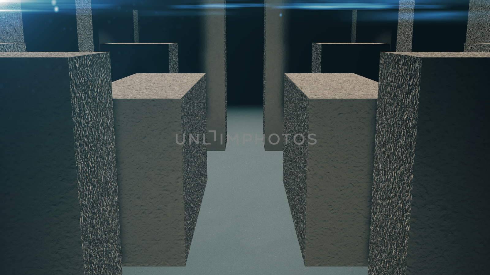 Entrance to the stone maze. 3D rendered