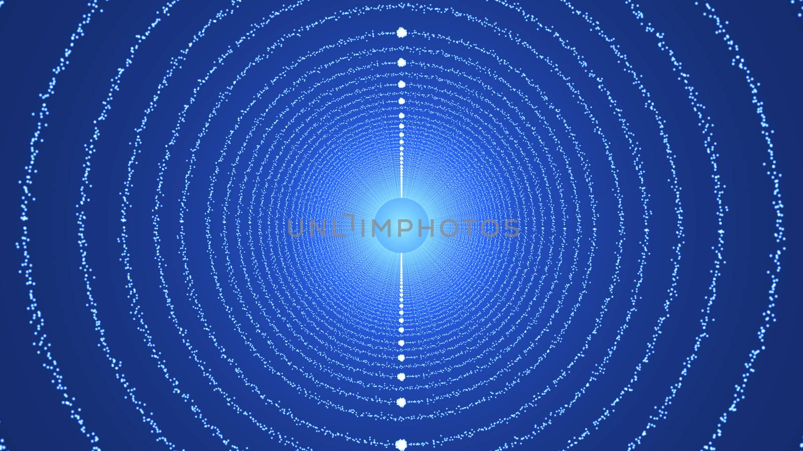 The particles form a round tunnel. 3D rendered