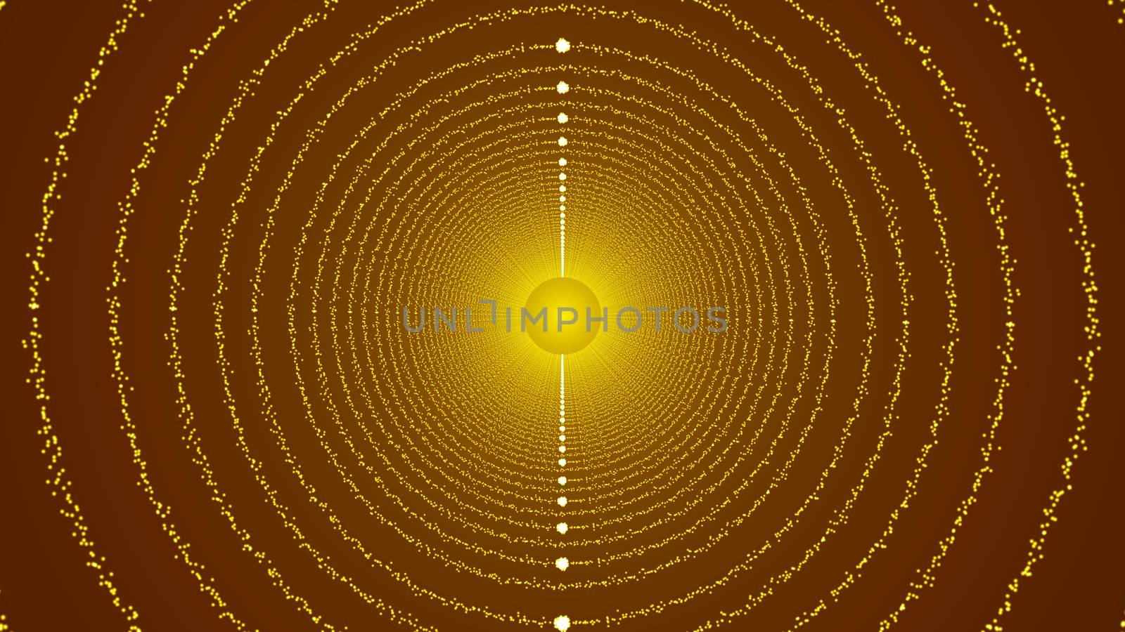 The particles form a round tunnel. 3D rendered