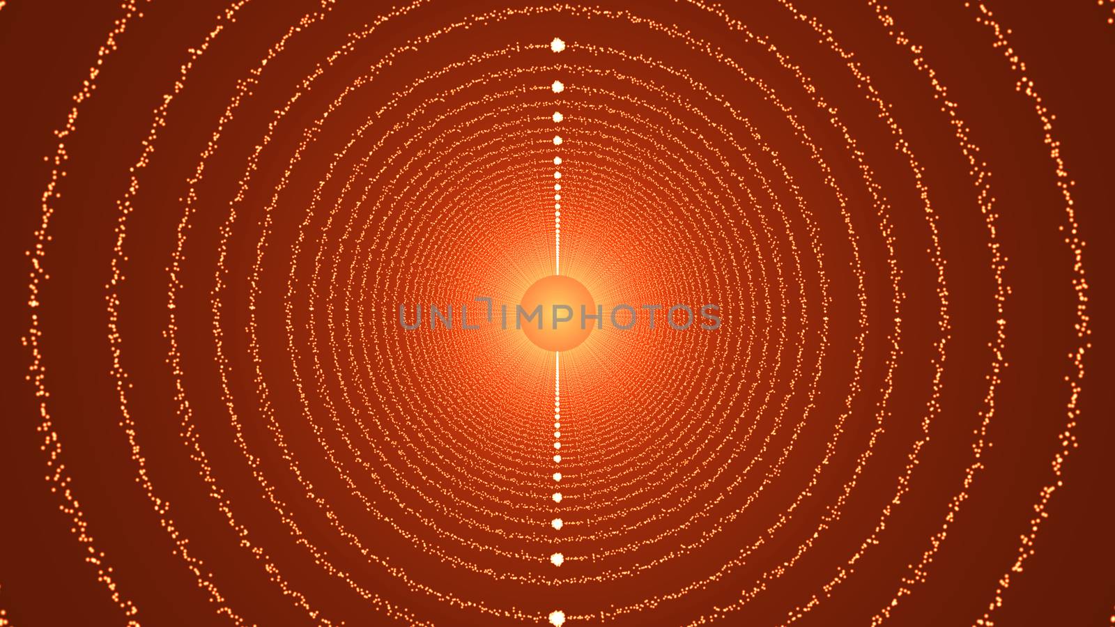 The particles form a round tunnel. 3D rendered