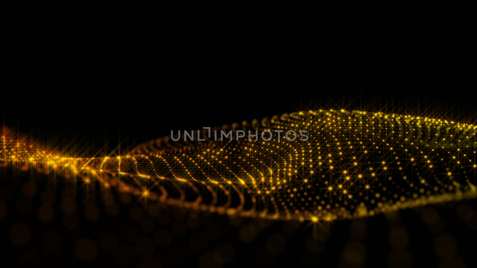 Gold sparkling particles wave background. Glittering effect