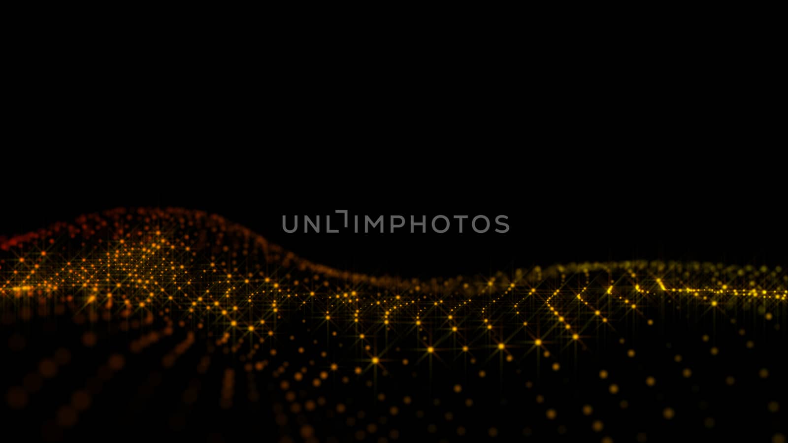 Gold sparkling particles wave background. Glittering effect