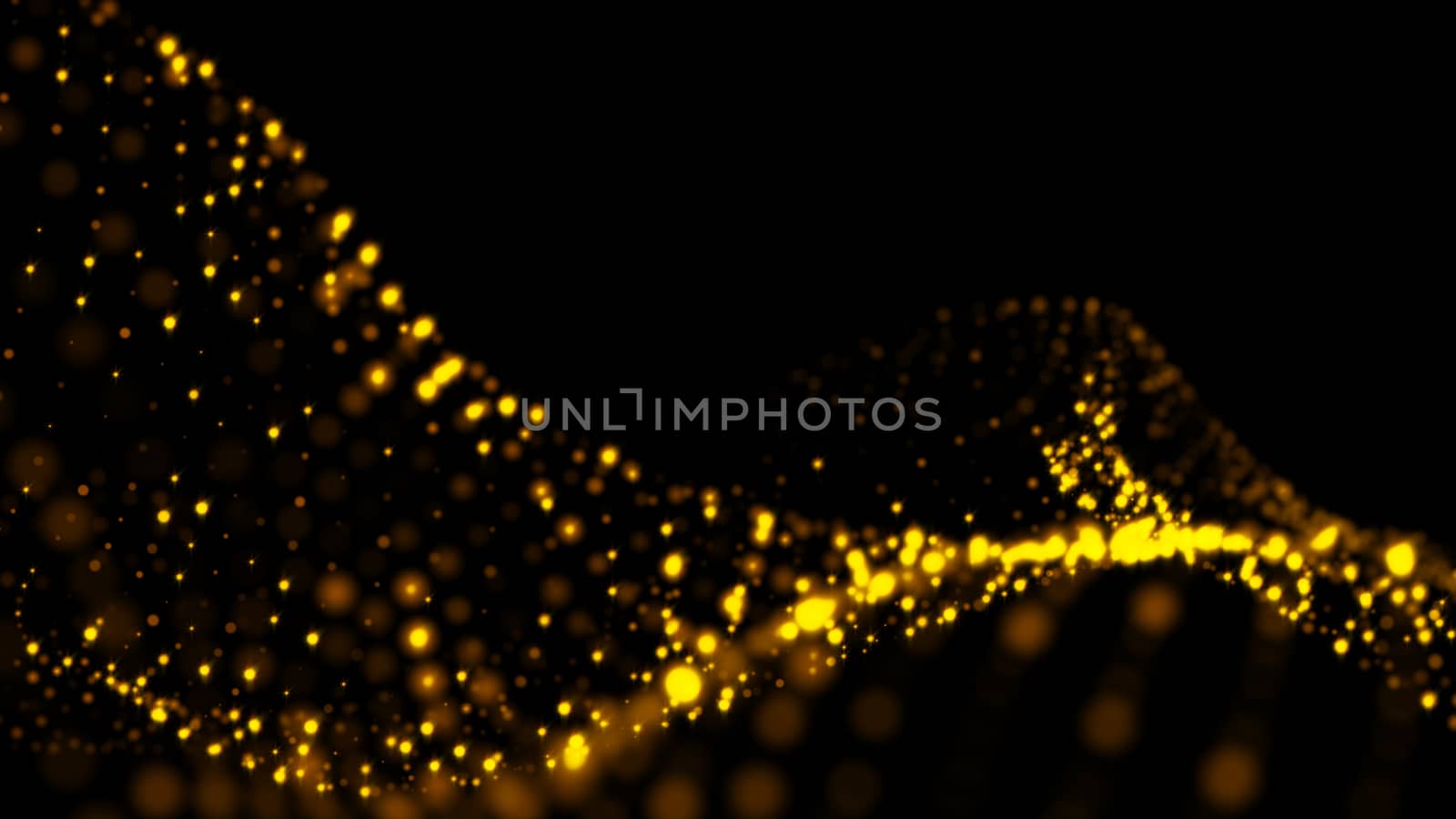 Gold sparkling particles wave background. Glittering effect