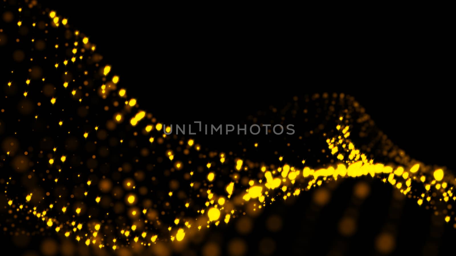 Gold sparkling particles wave background. Glittering effect