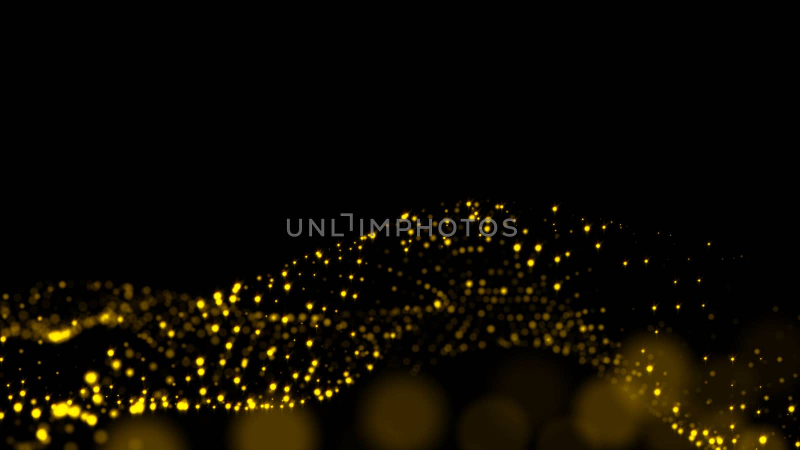 Gold sparkling particles wave background. Glittering effect