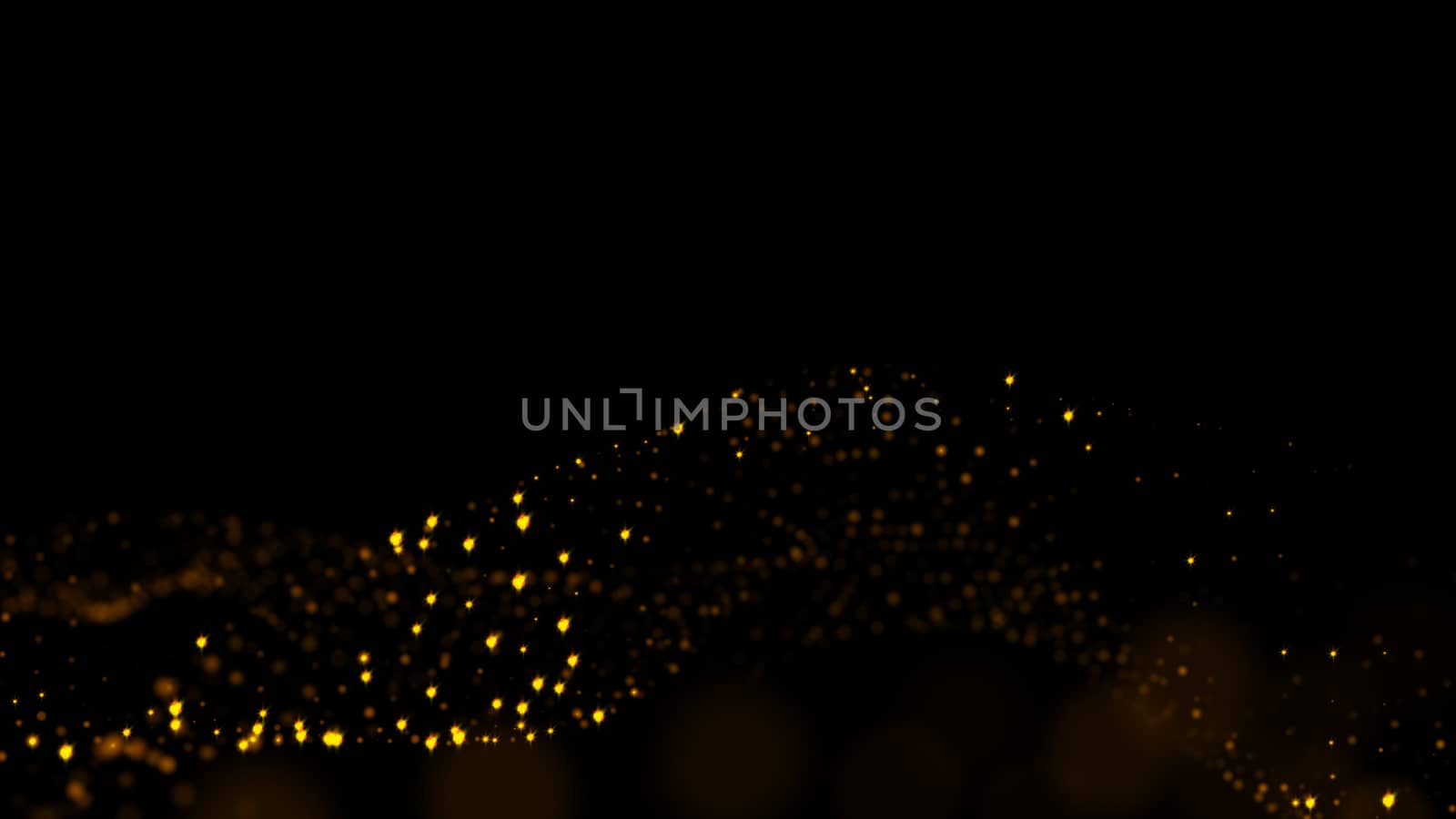 Gold sparkling particles wave background. Glittering effect