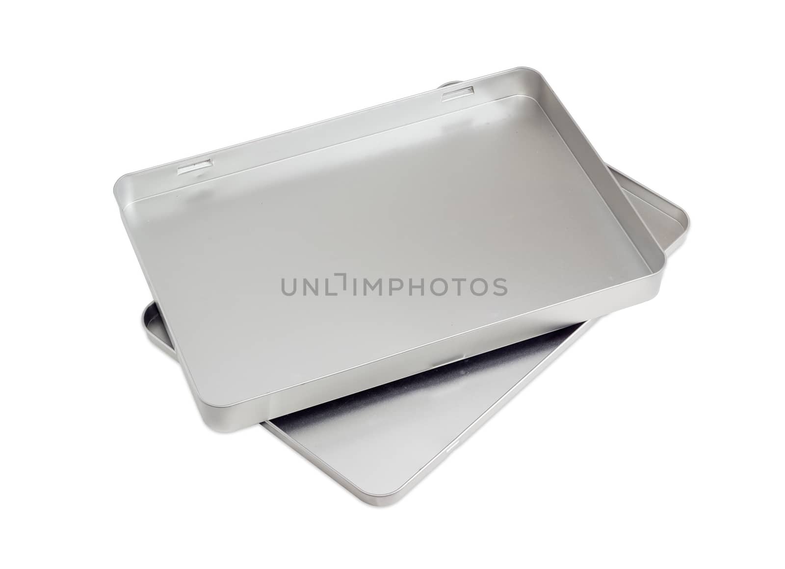 Empty flat rectangular tin box with lid by anmbph