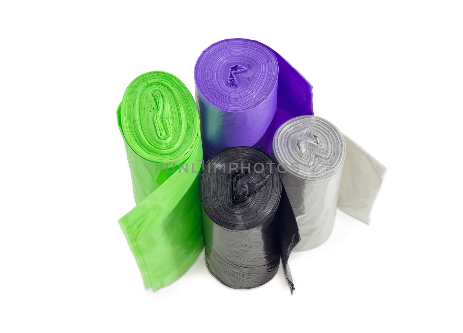 Plastic garbage bags in rolls of different sizes and colors by anmbph