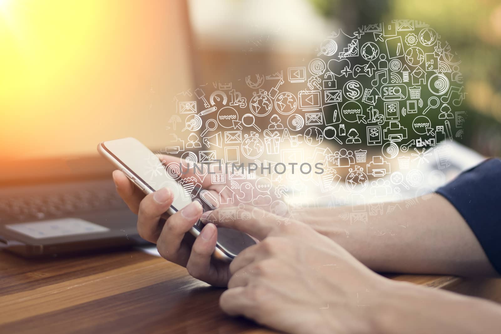 businessman hand working with new modern computer and business technology concept.