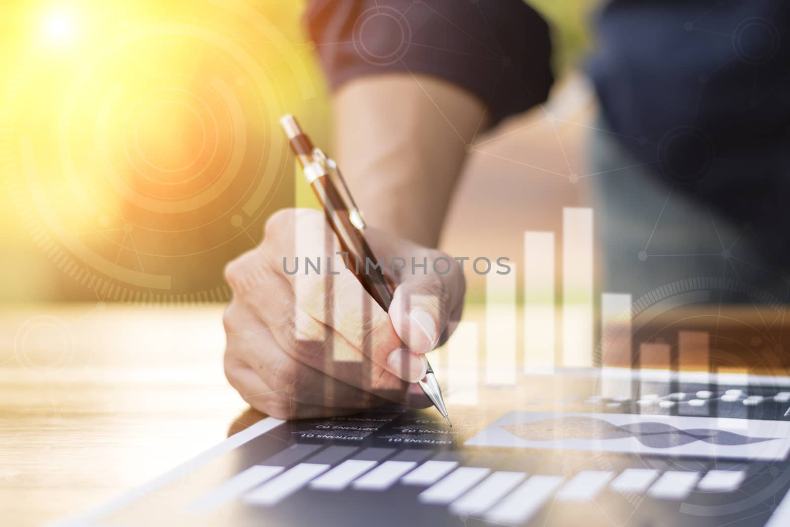 businessman hand working with new modern computer and business strategy as concept.