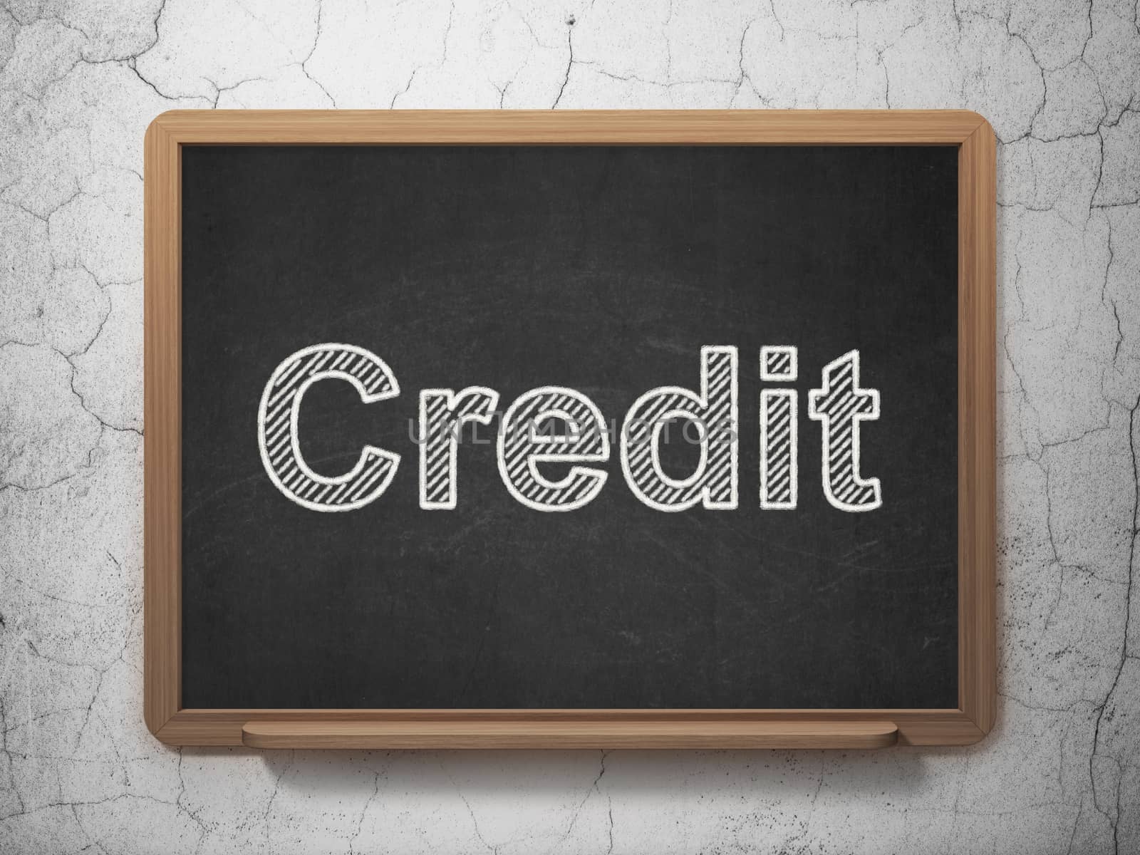 Banking concept: text Credit on Black chalkboard on grunge wall background, 3D rendering