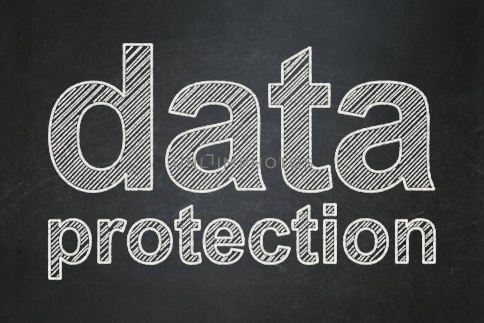 Security concept: text Data Protection on Black chalkboard background