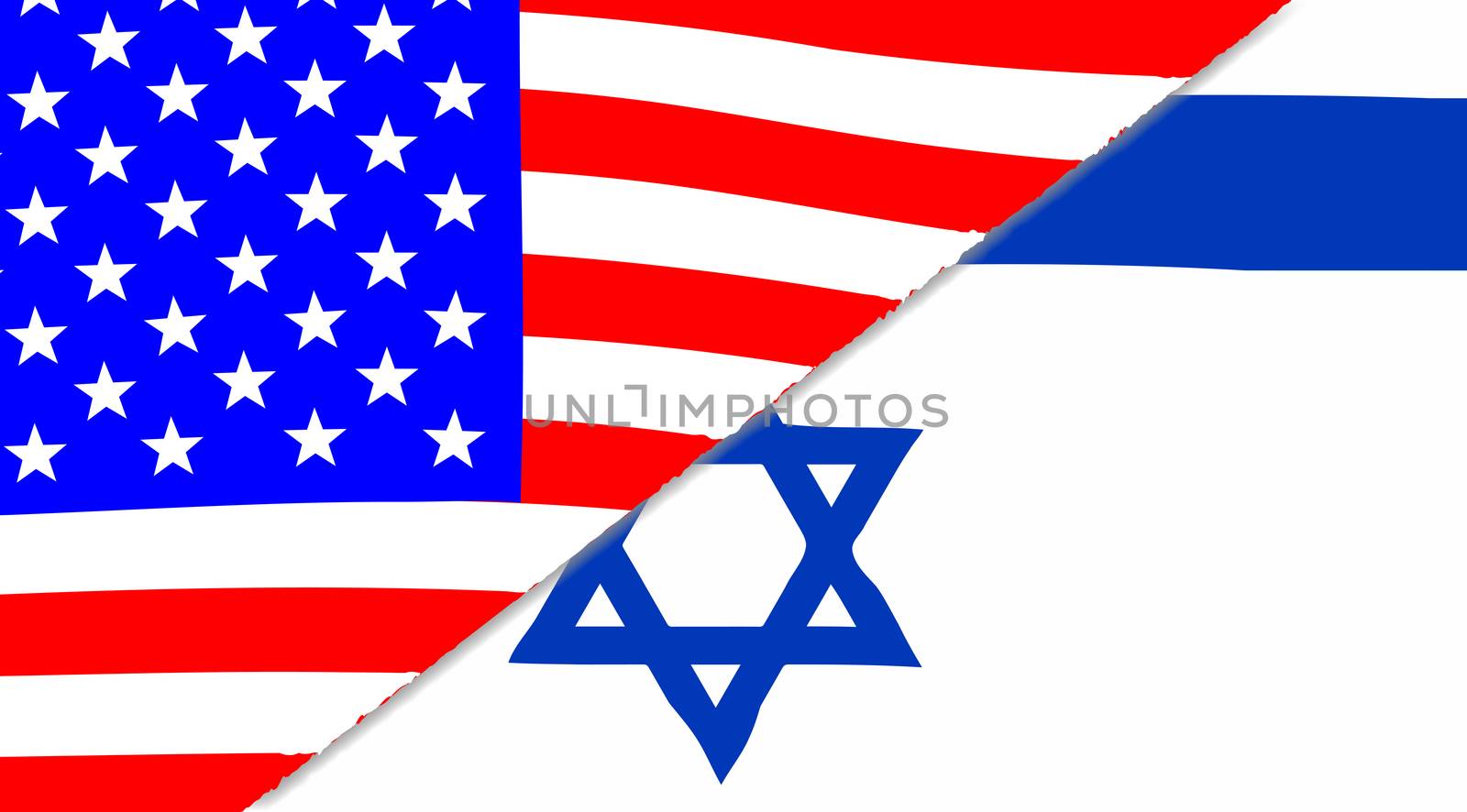 The Jewish and American flags sectioned together